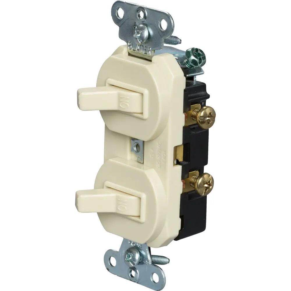LEGRAND Pass & Seymour 690IG 2-Pole Combination Stacked Toggle Switches Device, Ivory