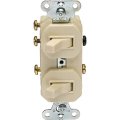 LEGRAND Pass & Seymour 696IG 15A Combination Switch, 120/277 VAC, Side Wire, Single-Pole, Ivory