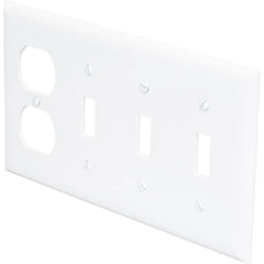 LEGRAND Pass Seymour SP38W Combination Wall Plate, 4-Gang, 3 Toggle Switch and 1 Duplex Receptacle