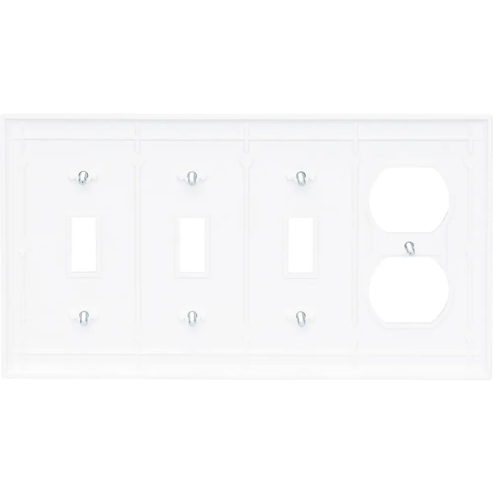 LEGRAND Pass Seymour SP38W Combination Wall Plate, 4-Gang, 3 Toggle Switch and 1 Duplex Receptacle