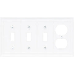 LEGRAND Pass Seymour SP38W Combination Wall Plate, 4-Gang, 3 Toggle Switch and 1 Duplex Receptacle