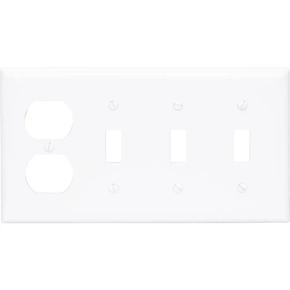LEGRAND Pass Seymour SP38W Combination Wall Plate, 4-Gang, 3 Toggle Switch and 1 Duplex Receptacle