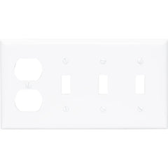 LEGRAND Pass Seymour SP38W Combination Wall Plate, 4-Gang, 3 Toggle Switch and 1 Duplex Receptacle