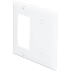 LEGRAND Pass & Seymour SP1426W Combination Wall Plate, 1 Blank & 1 Decorator, Two Gang, White