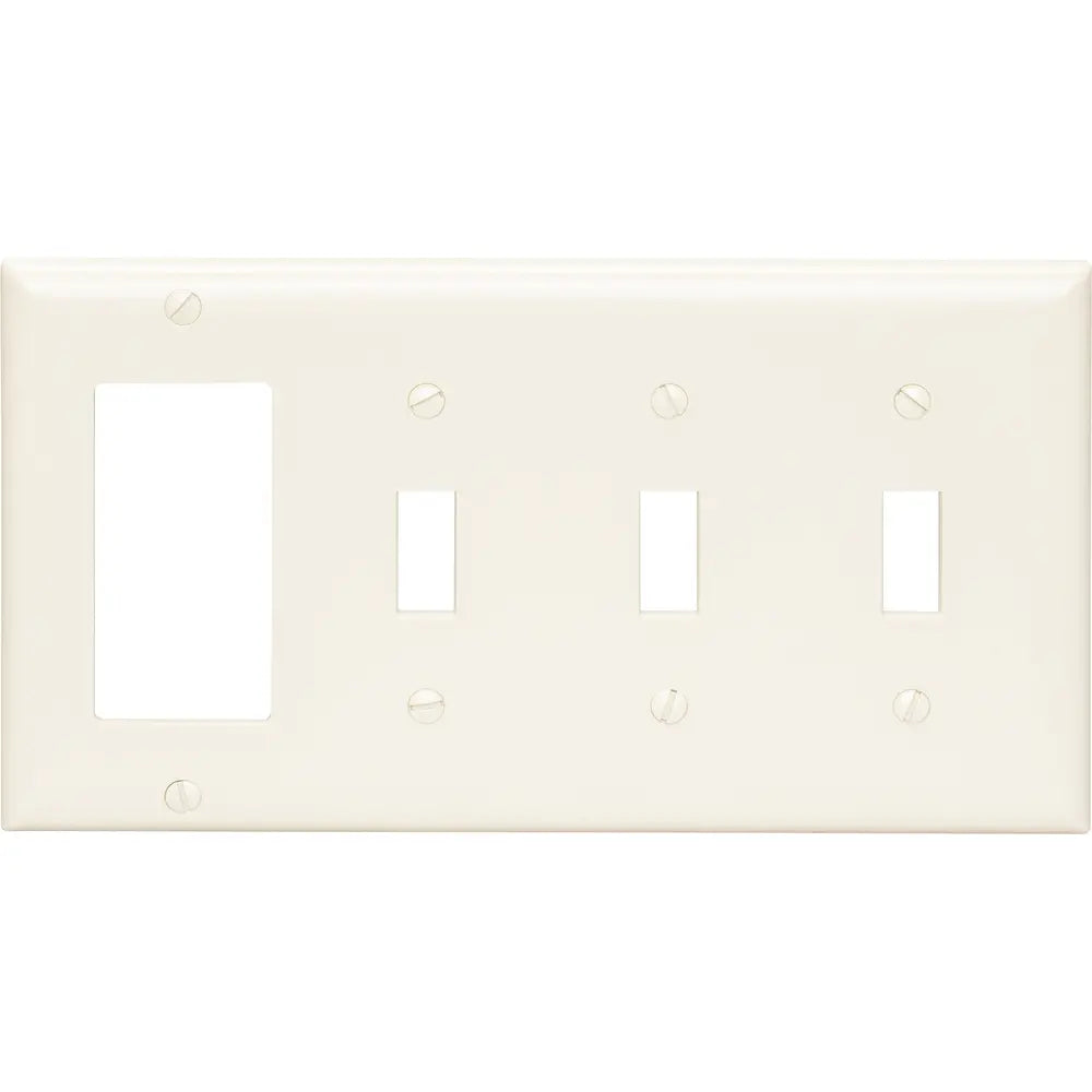 LEGRAND Pass & Seymour SP326I Combination Wall Plate, 4-Gang, Ivory