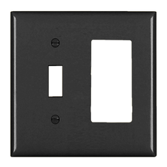 LEGRAND Pass & Seymour TP126BK Combination Wall Plate 1 Toggle Switch and 1 Decorator 2-Gang Black