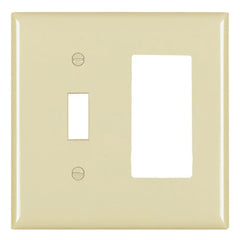 LEGRAND Pass & Seymour TP126I Combination Wall Plate, 1 Toggle Switch and 1 Decorator, 2-Gang, Ivory
