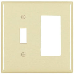 LEGRAND Pass & Seymour TP126I Combination Wall Plate, 1 Toggle Switch and 1 Decorator, 2-Gang, Ivory