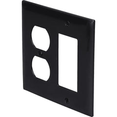 LEGRAND Pass & Seymour TP826BK Combination Wallplate, 1-Duplex Receptacle, 1-Decorator, Two-Gang, Black