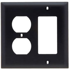 LEGRAND Pass & Seymour TP826BK Combination Wallplate, 1-Duplex Receptacle, 1-Decorator, Two-Gang, Black