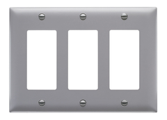 LEGRAND Pass & Seymour TP263-GRY Wallplate Standard 3 Gang 6.563 in W x 5 in H