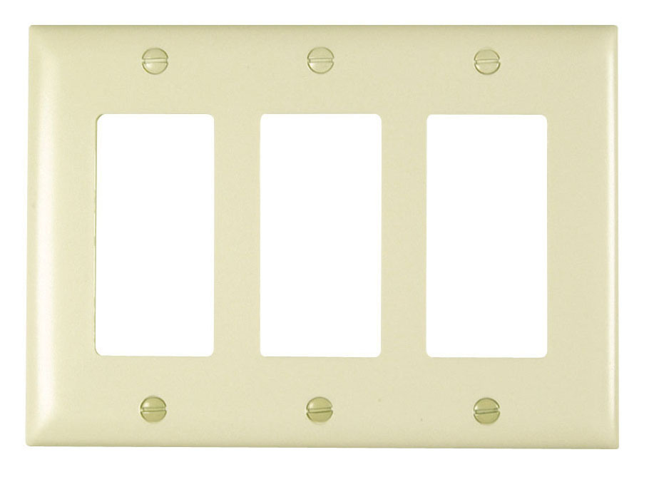LEGRAND Pass & Seymour TP263LA Decorator Wall Plate, 3-Gang, Light Almond