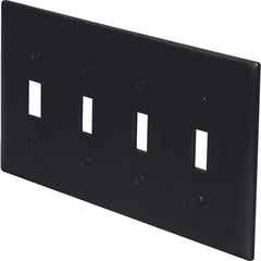 LEGRAND Pass & Seymour TP4BK 4-Gang TradeMaster Nylon Toggle Switch Wall Plate, Black