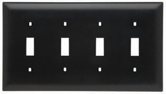 LEGRAND Pass & Seymour TP4BK 4-Gang TradeMaster Nylon Toggle Switch Wall Plate, Black