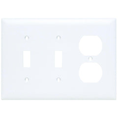 LEGRAND Pass & Seymour TP28W Combination Openings, 2 Toggle Switch and 1 Duplex Receptacle, 3 Gang, White