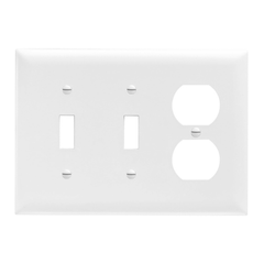 LEGRAND Pass & Seymour TP28W Combination Openings, 2 Toggle Switch and 1 Duplex Receptacle, 3 Gang, White