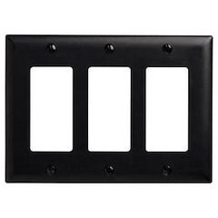 LEGRAND Pass & Seymour TP263BK Decorator Wallplate, 3-Gang, Black