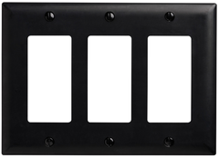 LEGRAND Pass & Seymour TP263BK Decorator Wallplate, 3-Gang, Black