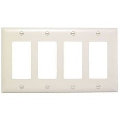 LEGRAND Pass & Seymour TP264BK Decorator Wall Plate, 4-Gang, Black