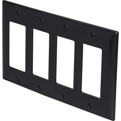 LEGRAND Pass & Seymour TP264BK Decorator Wall Plate, 4-Gang, Black
