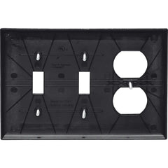 LEGRAND Pass & Seymour TP28BK Combination Openings, 2 Toggle Switch and 1 Duplex Receptacle, 3-Gang, Black