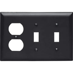 LEGRAND Pass & Seymour TP28BK Combination Openings, 2 Toggle Switch and 1 Duplex Receptacle, 3-Gang, Black
