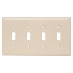 LEGRAND Pass & Seymour TP4LA Wallplate 4-Gang Toggle Switch Light Almond