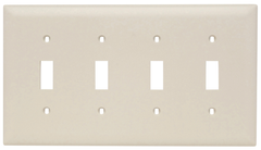 LEGRAND Pass & Seymour TP4LA Wallplate 4-Gang Toggle Switch Light Almond
