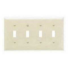 LEGRAND Pass & Seymour TP4LA Wallplate 4-Gang Toggle Switch Light Almond