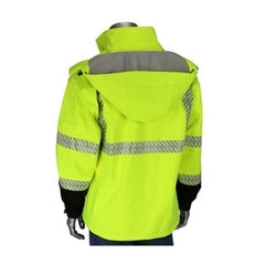 PROTECTIVE INDUSTRIAL PRODUCTS Protective Industrial Products 333-1550-LY/L ANSI 107 Rip Stop Softshell Jacket Fleece Lining WWB, Hood, Zipper Yellow, Large