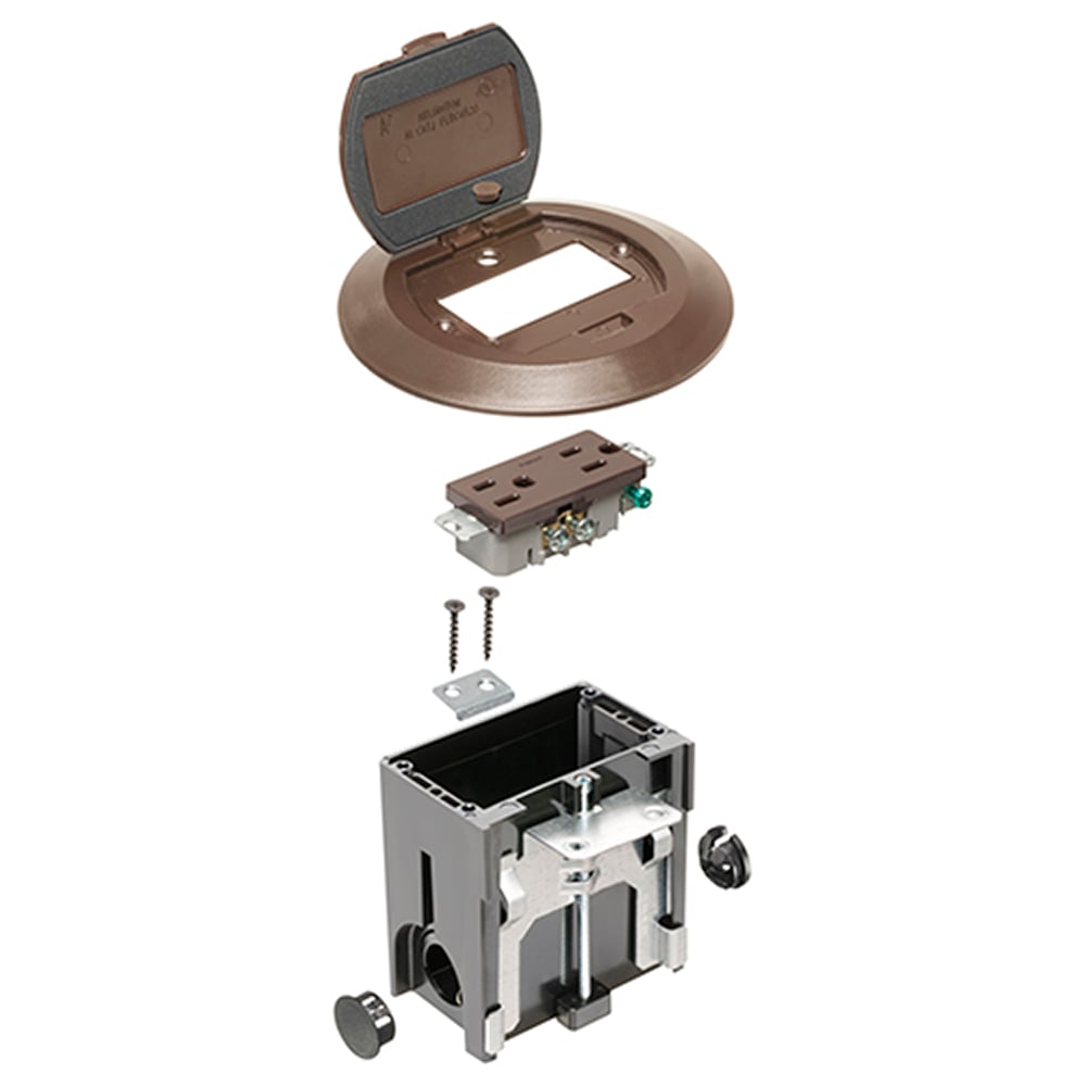 ARLINGTON Arlington FLBAFR101BR Non Metallic Adjustable Floor Box Brown