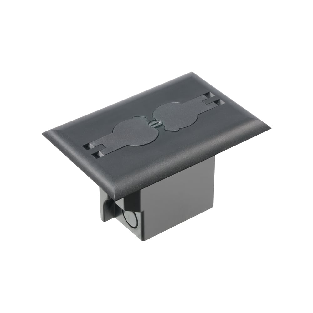 ARLINGTON Arlington FLBRF101BL Adjustable Floor Box With (2) Flip Lids Plastic 20 cu-in