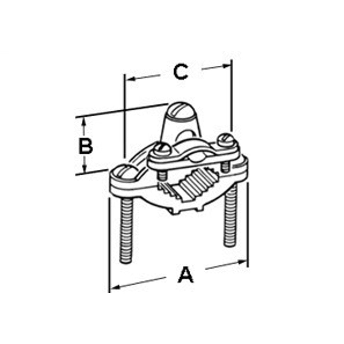 BRIDGEPORT Bridgeport 1306-B Protective Clamp, Brass, Ground Pipe Grounding Electrode Size 1/2 - 1 Inch