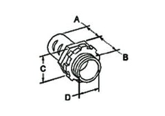 BRIDGEPORT Bridgeport 523-DC2 Connector, Screw-In, Zinc Die Cast, Flex Size 1-1/4 Inch