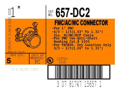 BRIDGEPORT Bridgeport 657-DC2 1 FMC Two Screw Strap Type Connector, Zinc Die Cast