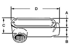 BRIDGEPORT Bridgeport LR-42CG Rigid and IMC Conduit Body, Size 3/4 Inch