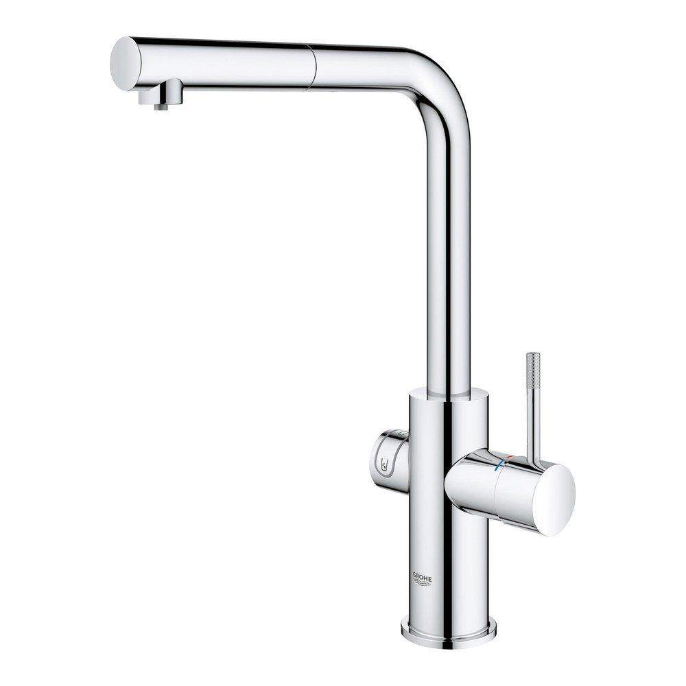 GROHE GROHE 31608002 Blue Professional Single Handle Pull Out Kitchen Faucet in Starlight Chrome