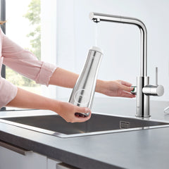 GROHE GROHE 31608002 Blue Professional Single Handle Pull Out Kitchen Faucet in Starlight Chrome