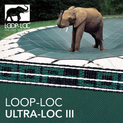 LOOP-LOC Loop-Loc 160 LOOP-LOC Super Dense 95 Mesh Safety Cover - 16'6 x 32'6 Grecian Pool with 4' x 8' Center End Step - Green