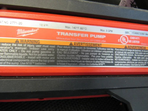 MILWAUKEE MILWAUKEE MIL-2771-20 M18 Transfer Pump