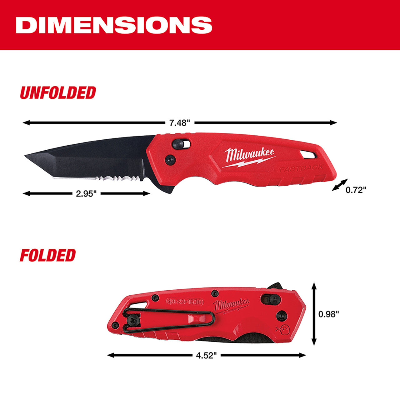 MILWAUKEE Milwaukee MIL-48-22-1530 FASTBACK Spring Assisted Folding Knife