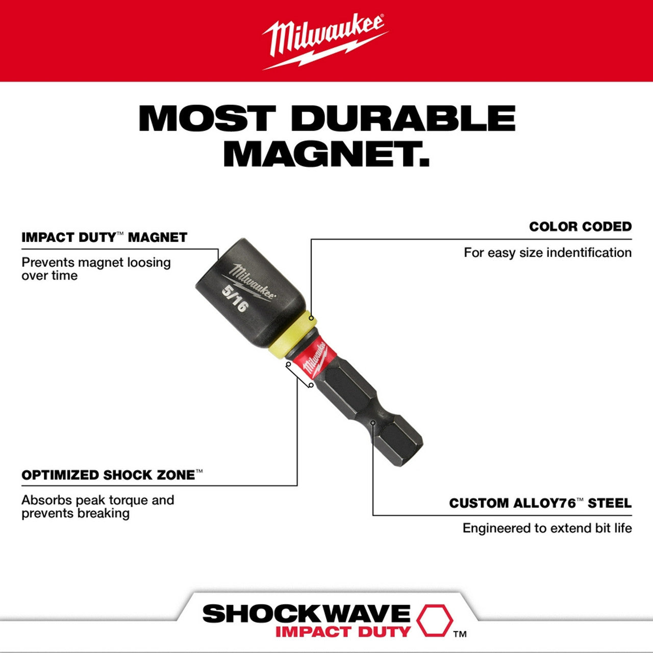 MILWAUKEE Milwaukee MIL-49-66-4506 SHOCKWAVE 7/16 Magnetic Nut Driver