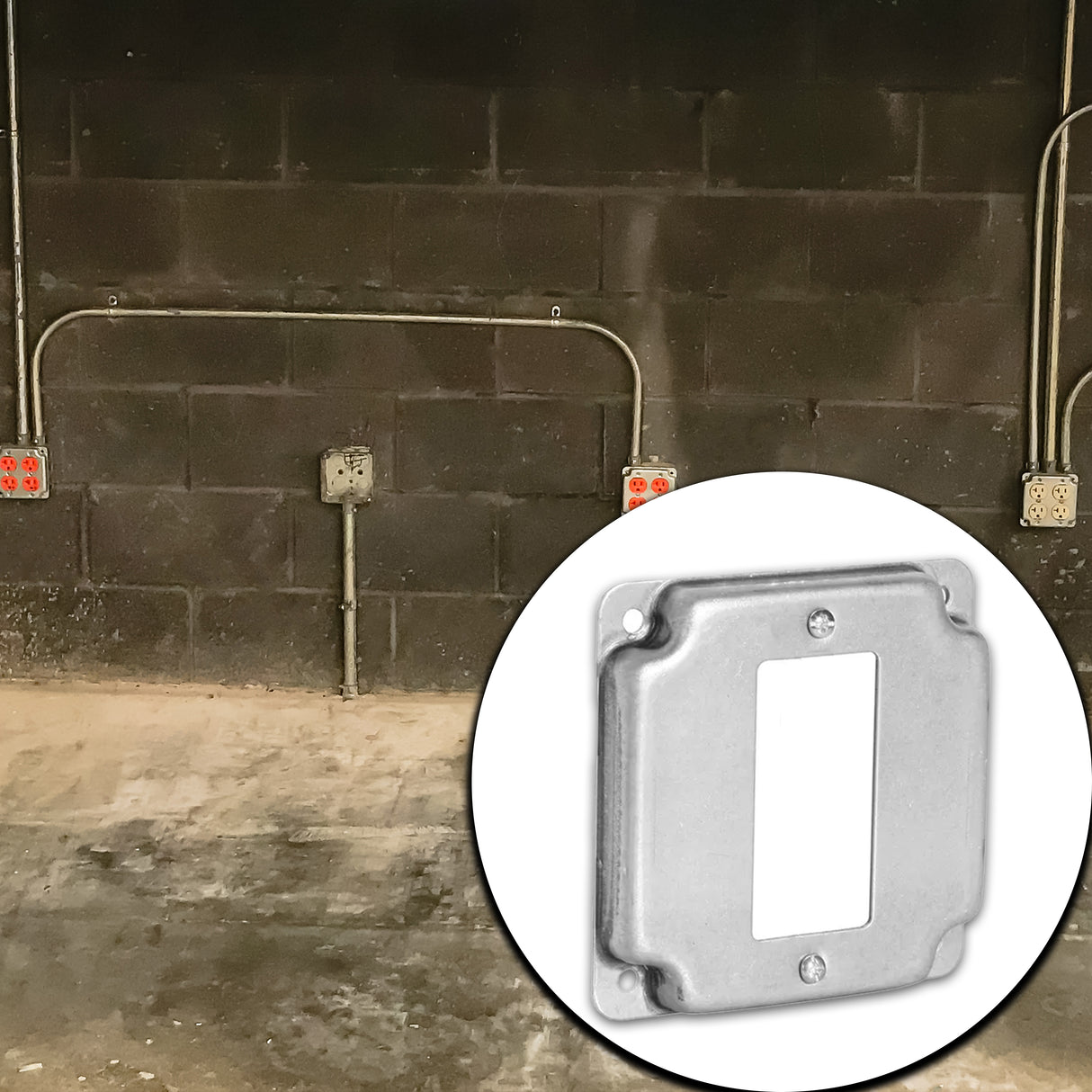 MULBERRY MULBERRY 11432U 4 Inch Square Metal GFCI Electrical Box Cover - 1/2 Inch Raised