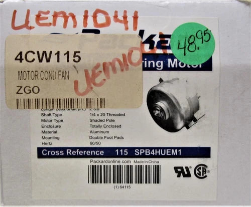PACKARD PACKARD 4CW115 FAN MOTOR 115V (3.5 INCH) REPLACEMENT MPN