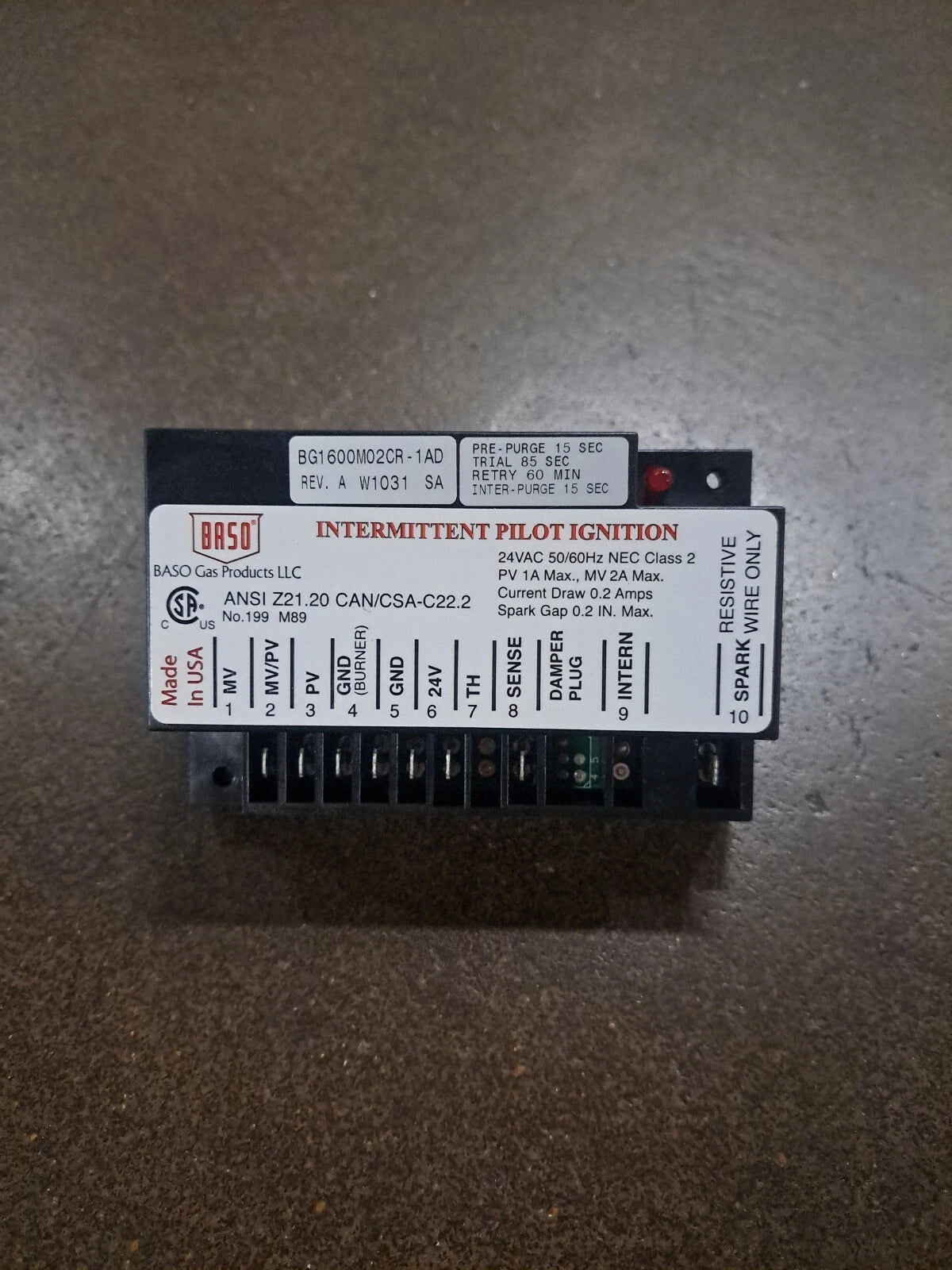 BASO BASO BG1600M02CR-1AD Gas Ignition Control Module