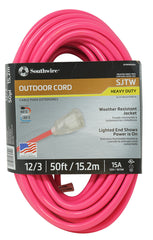 COLEMAN CABLE COLEMAN CABLE 2578SW000A - 12/3 50 ft. Neon Pink Outdoor Extension Cord