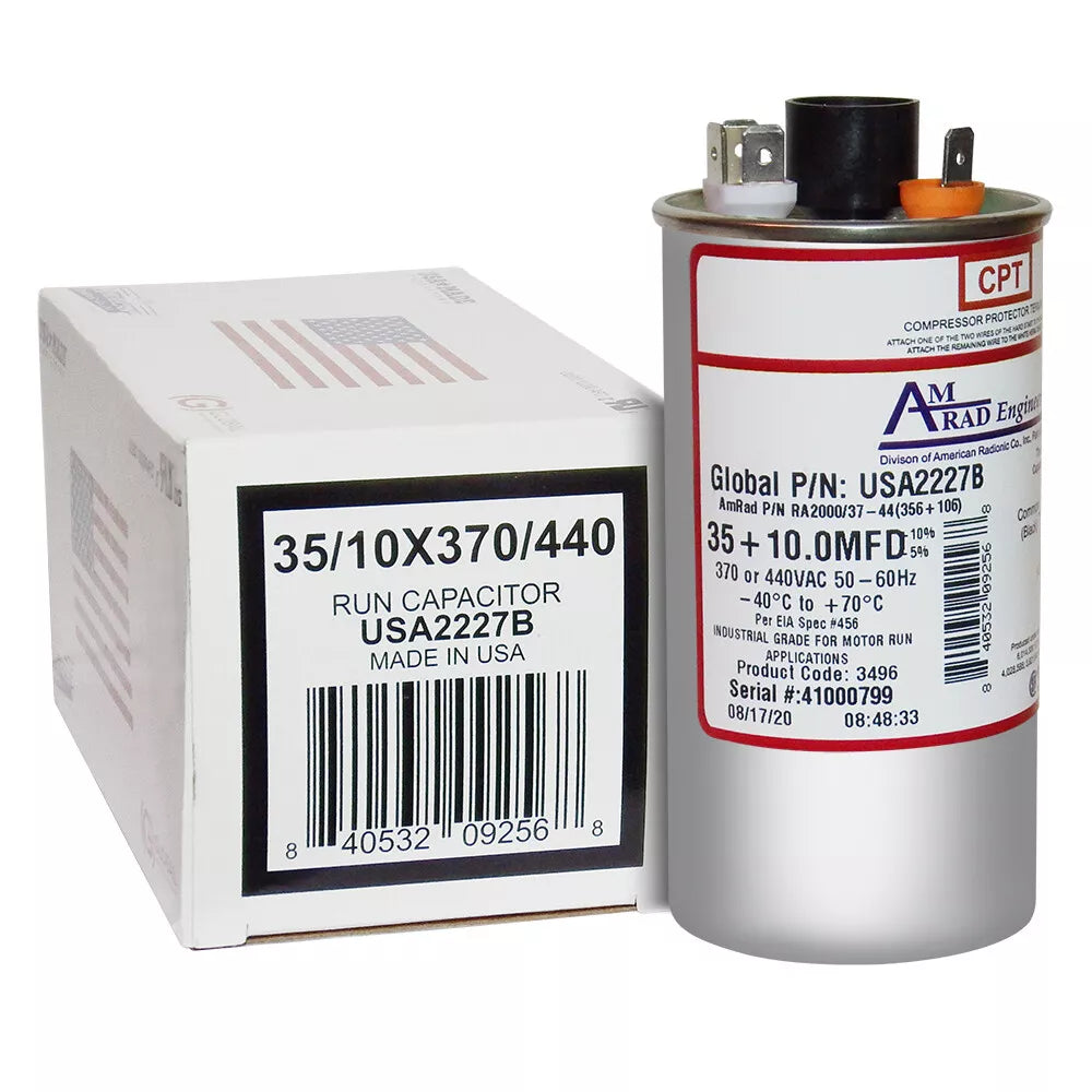 GLOBAL GLOBAL USA2227B Dual Run Capacitor 35/10 MFD 370 & 440 VAC