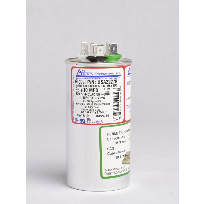 GLOBAL GLOBAL USA2227B Dual Run Capacitor 35/10 MFD 370 & 440 VAC