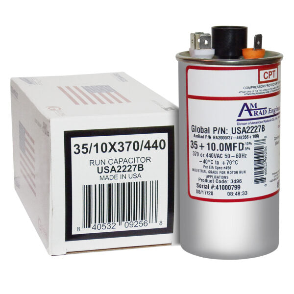 GLOBAL GLOBAL USA2227B Dual Run Capacitor 35/10 MFD 370 & 440 VAC