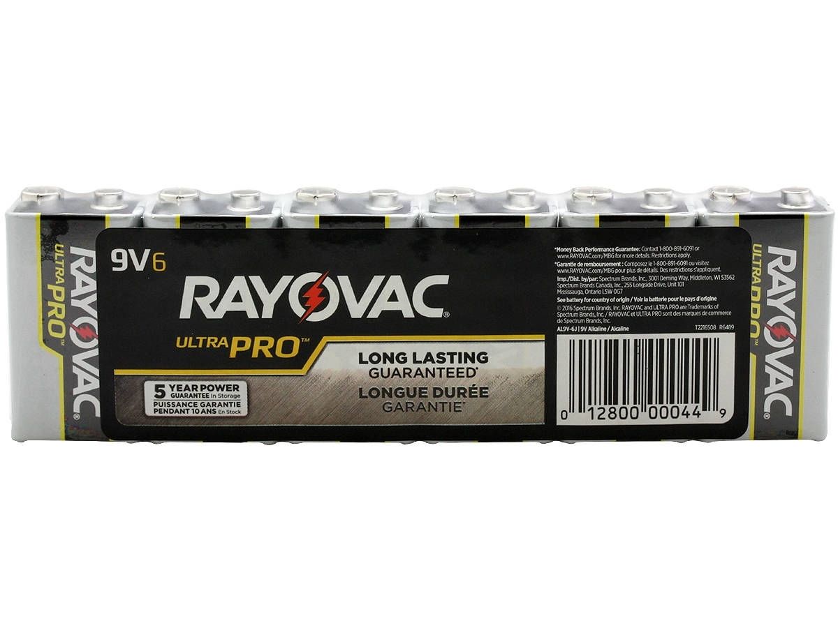 RAYOVAC RAYOVAC AL9V-6J(AL-9V) Ultra Pro 9V Alkaline Battery - 6 Pack